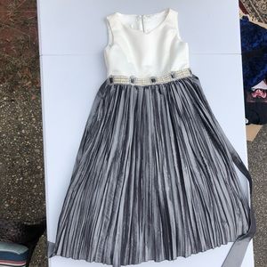 grey and white kids dress